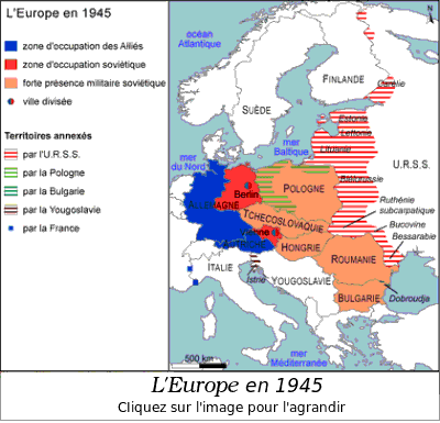 Carte de l'Europe en 1945. Carte de l'Europe en 1945.